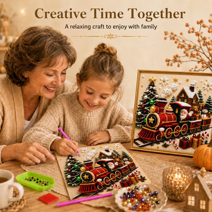 🎄🎅 Premium 3D Pearl Christmas Wall Art Kit | Luxury Flocked Canvas with Scratch-Resistant Non-Fading Pearl Beads DIY Holiday Decor⛄️❄️