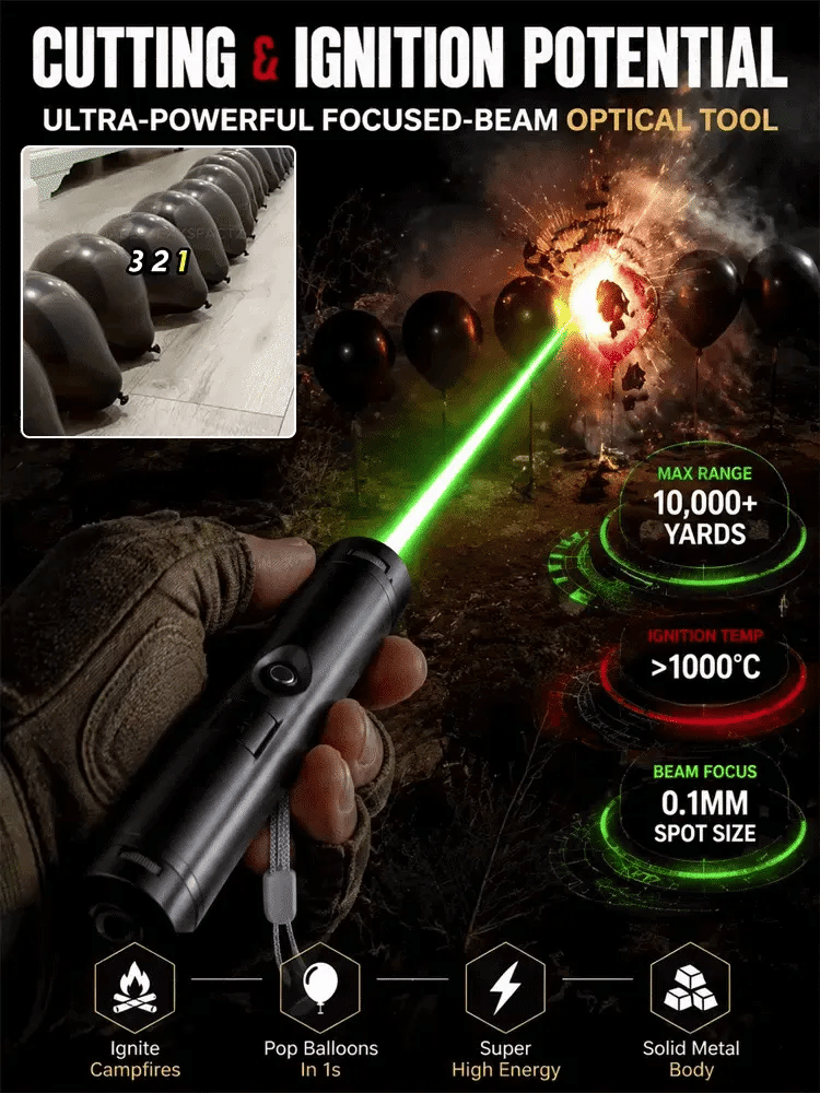German high-intensity laser tech Military-Grade Tactical Red/Green Laser | Ignites at 1000℃, remotely removes foreign objects. Illumination distance up to 1000 yards!