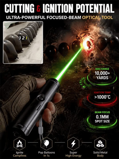 German high-intensity laser tech Military-Grade Tactical Red/Green Laser | Ignites at 1000℃, remotely removes foreign objects. Illumination distance up to 1000 yards!