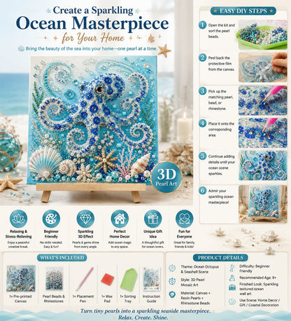 🌊 LAST DAY 49% OFF – Premium 3D Pearl Ocean Wall Art Kit | Luxury Ocean Theme Canvas with Scratch-Resistant Non-Fading Pearl Beads DIY Coastal Decor 🐚✨