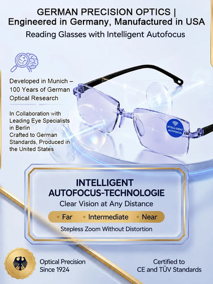 0.01s Auto-Focus Progressive Glasses +1.00~+7.00D Stepless for Reading & Driving