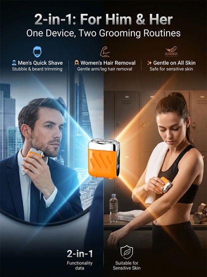 【German precision engineering, a best-selling shaver in Europe and America!】The new generation dual-head pocket shaver，Instant shaving, haircutting, and hair removal in just 1 second! Suitable for the whole family!