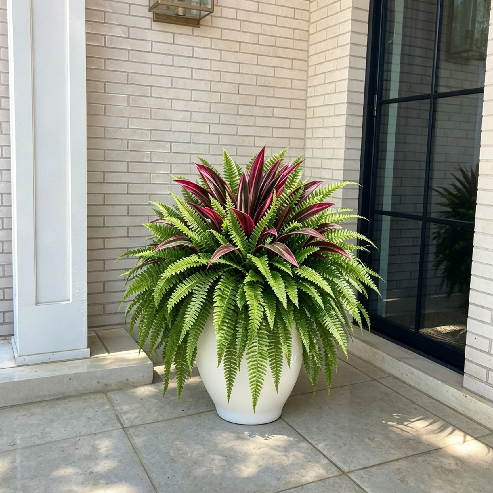 💥BUY 1 GET 1 FREE (2 PCS)🔥 48" Large UV-Resistant Artificial Fern & Red Dracaena Decorative Plants – Full, Lush & Fade-Resistant!