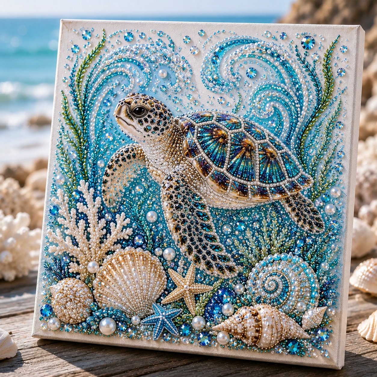 🌊 LAST DAY 49% OFF – Premium 3D Pearl Ocean Wall Art Kit | Luxury Ocean Theme Canvas with Scratch-Resistant Non-Fading Pearl Beads DIY Coastal Decor 🐚✨