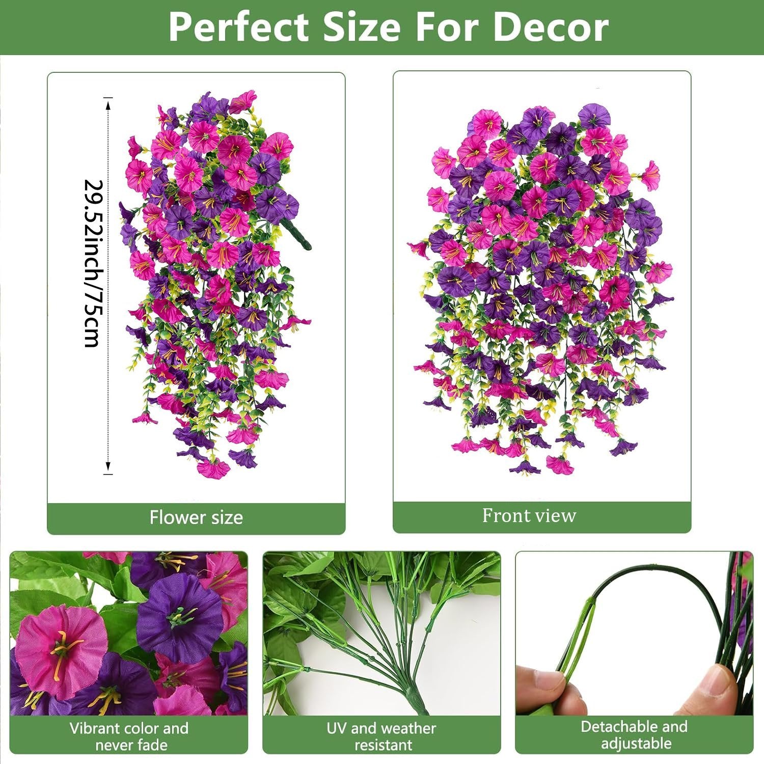 🌺UV ResistantHanging Artificial Morning Glory Vine💖