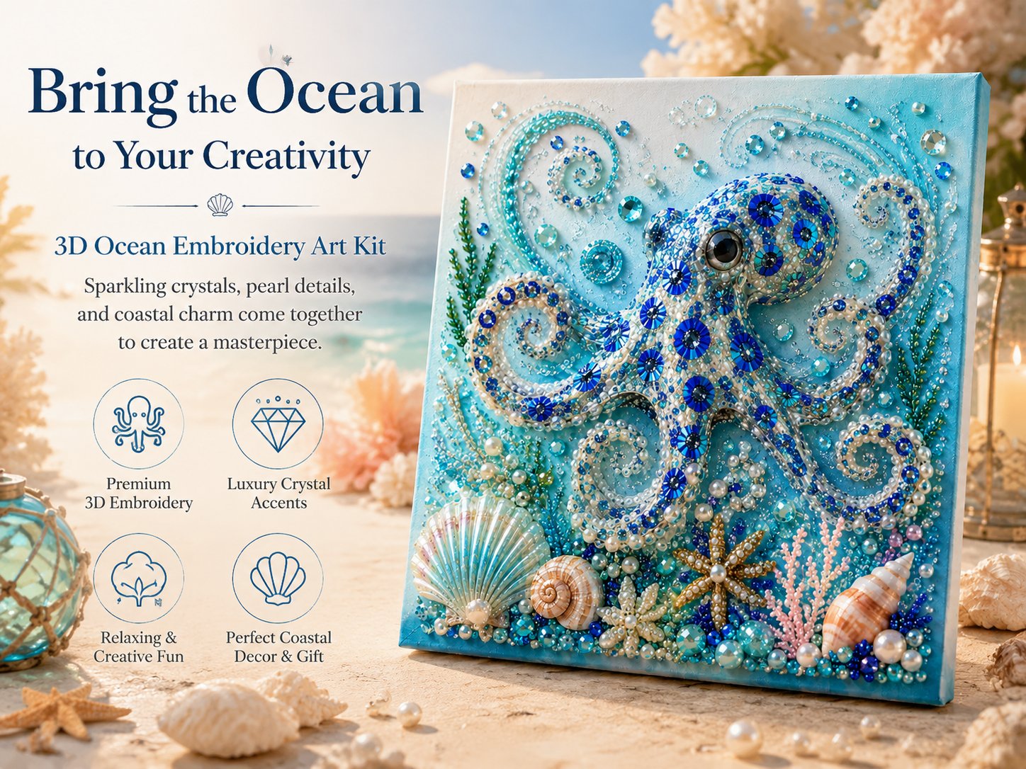 🌊 LAST DAY 49% OFF – Premium 3D Pearl Ocean Wall Art Kit | Luxury Ocean Theme Canvas with Scratch-Resistant Non-Fading Pearl Beads DIY Coastal Decor 🐚✨