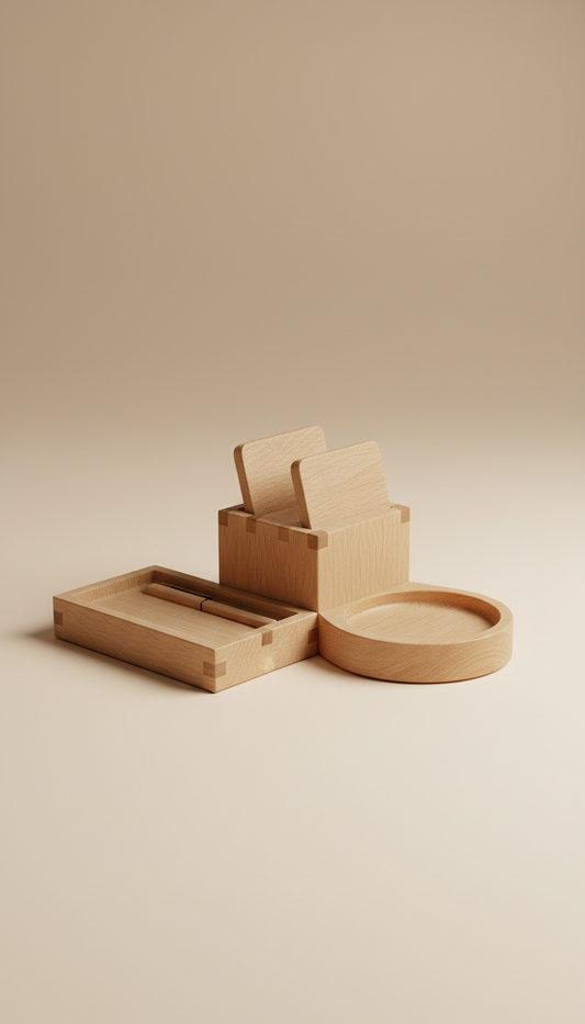Modular oak desk organizer
