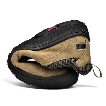 Men’s Handcrafted Leather Outdoor Loafers – Arch Support, Wide Toe & Impact Protection