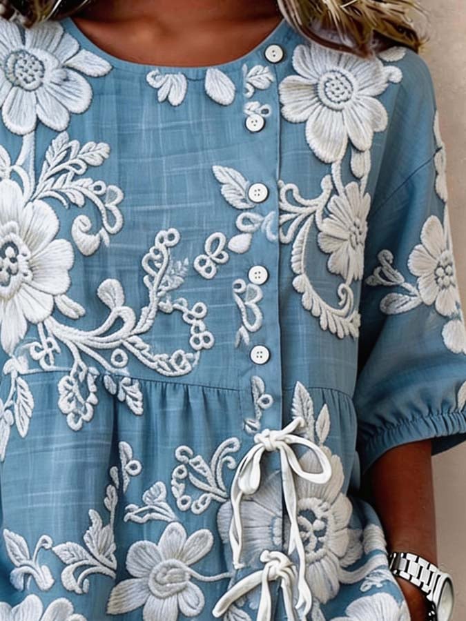 Women'S Casual Printed Button-up Shirt