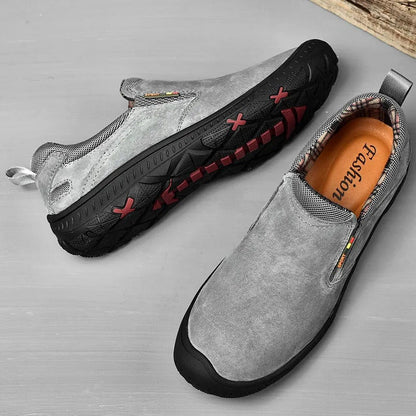 Men’s Handcrafted Leather Outdoor Loafers – Arch Support, Wide Toe & Impact Protection