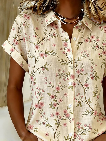 Boho Women'S Casual Color-Blocked Print Shirt