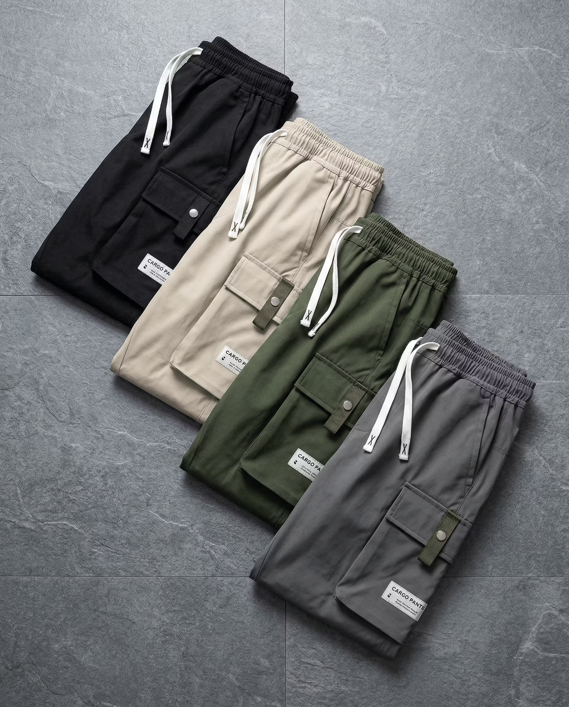 Men's Casual Cargo Shorts - Elastic Drawstring Waist & Multiple Pockets