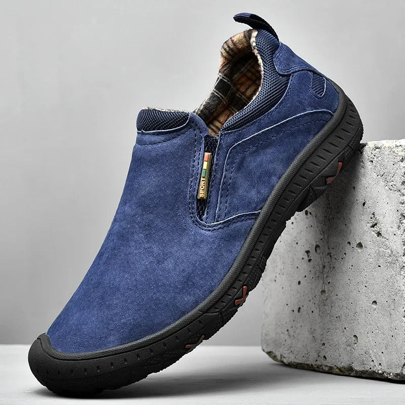 Men’s Handcrafted Leather Outdoor Loafers – Arch Support, Wide Toe & Impact Protection