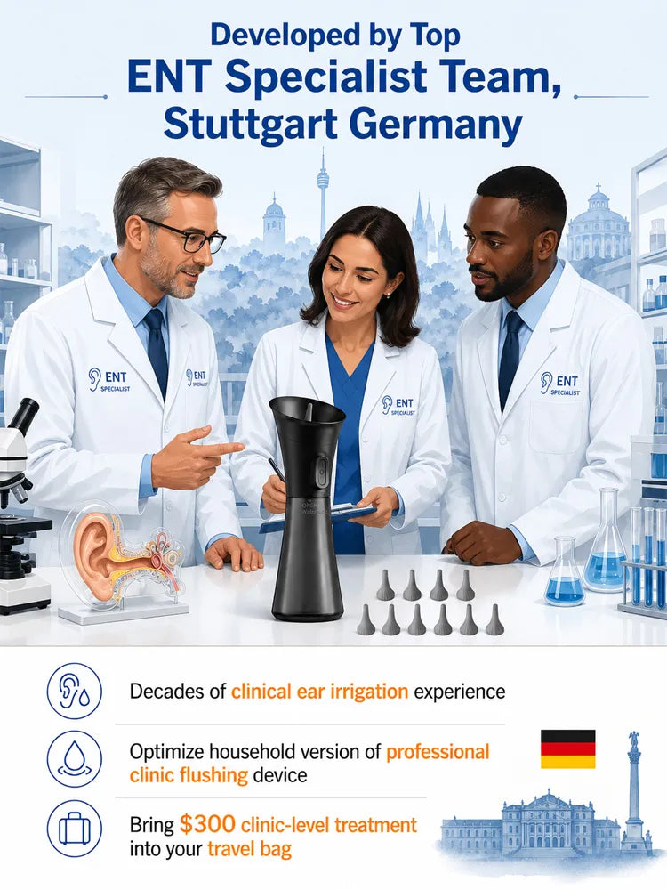 ENT-Approved Home Ear Irrigation Micro-Clinic System – German-Engineered Vortex Pulse Wax Removal Kit Compliant with AAO-HNS Guidelines (Save $1400+ on Clinic Visits!)