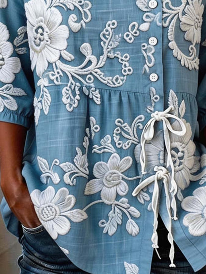 Women'S Casual Printed Button-up Shirt