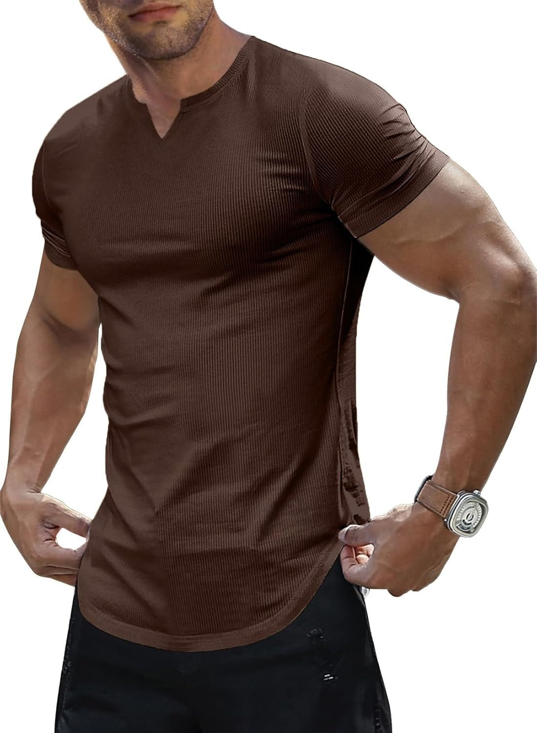 Men's Slim Fit V-Neck Short Sleeve T-Shirt