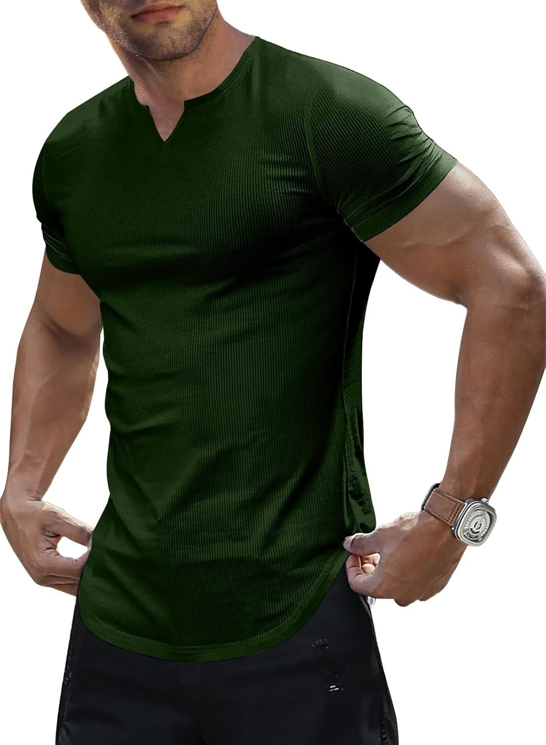 Men's Slim Fit V-Neck Short Sleeve T-Shirt