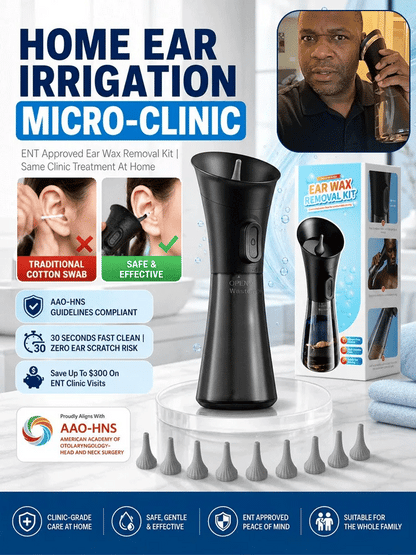 ENT-Approved Home Ear Irrigation Micro-Clinic System – German-Engineered Vortex Pulse Wax Removal Kit Compliant with AAO-HNS Guidelines (Save $1400+ on Clinic Visits!)