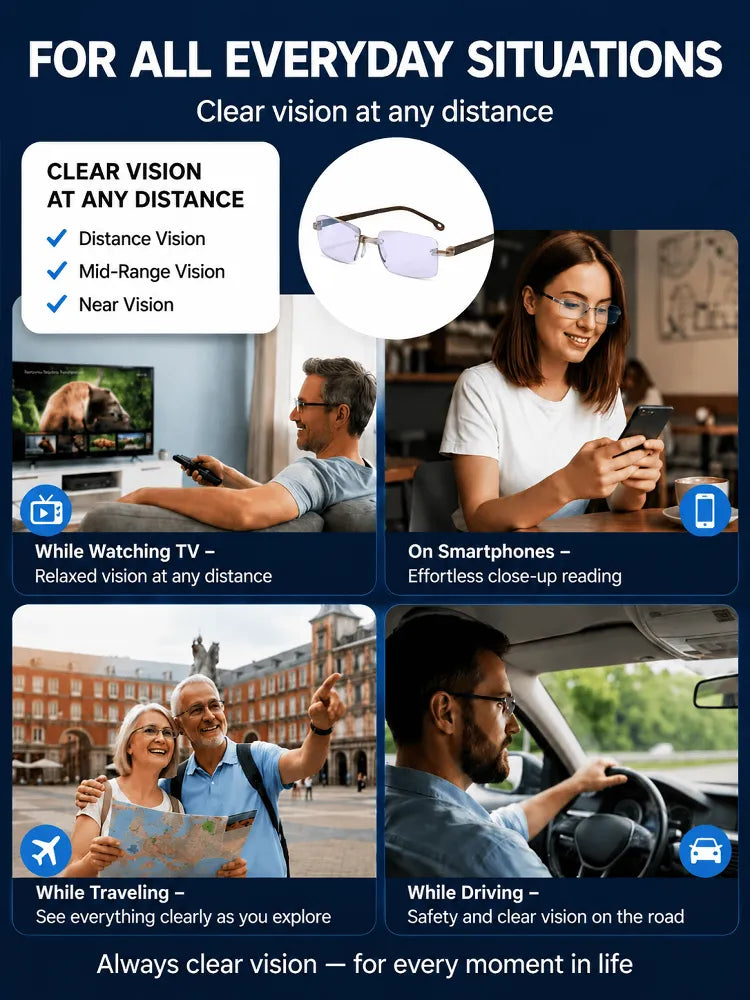 0.01s Auto-Focus Progressive Glasses +1.00~+7.00D Stepless for Reading & Driving