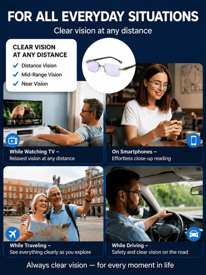 0.01s Auto-Focus Progressive Glasses +1.00~+7.00D Stepless for Reading & Driving