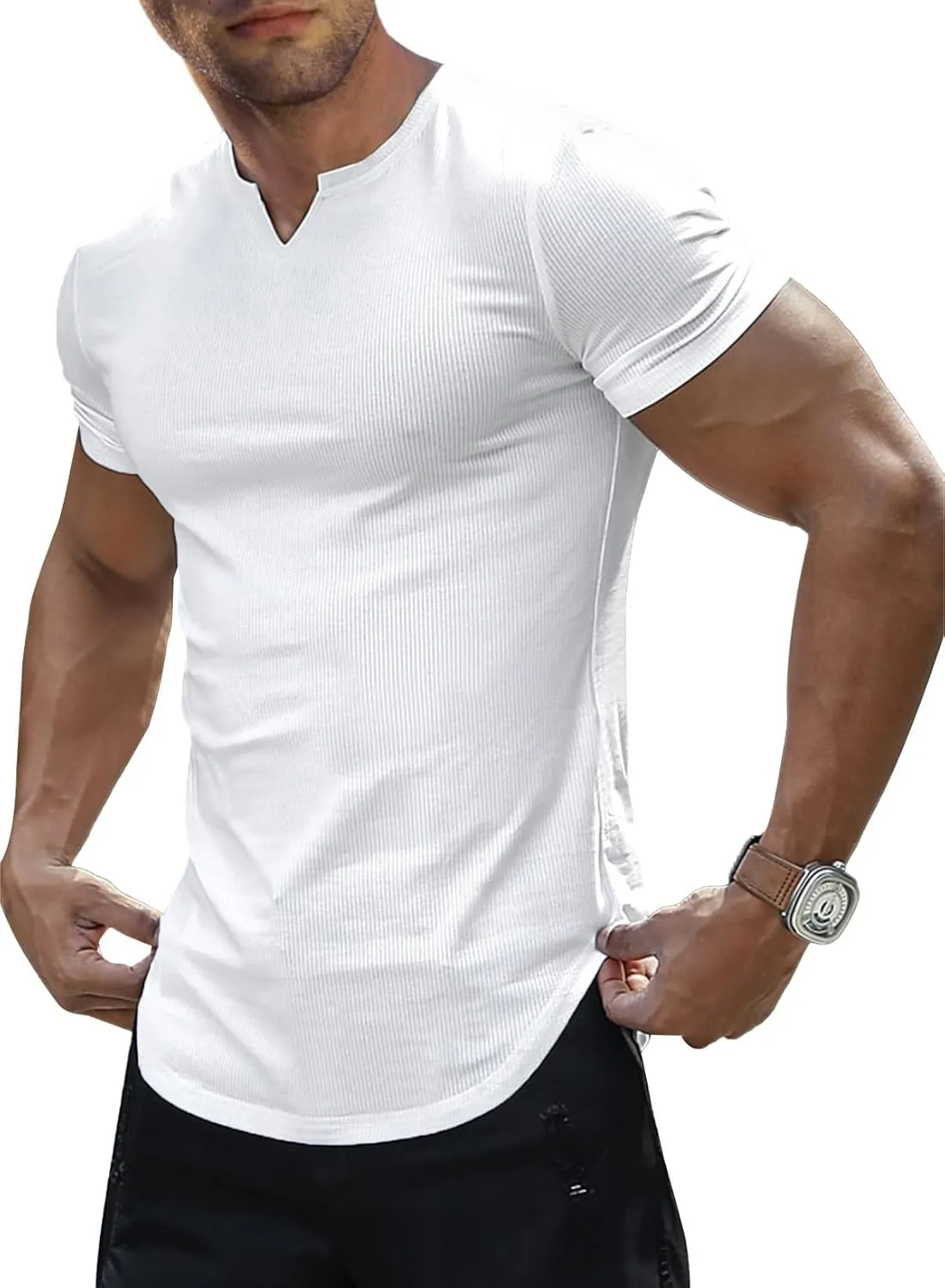 Men's Slim Fit V-Neck Short Sleeve T-Shirt