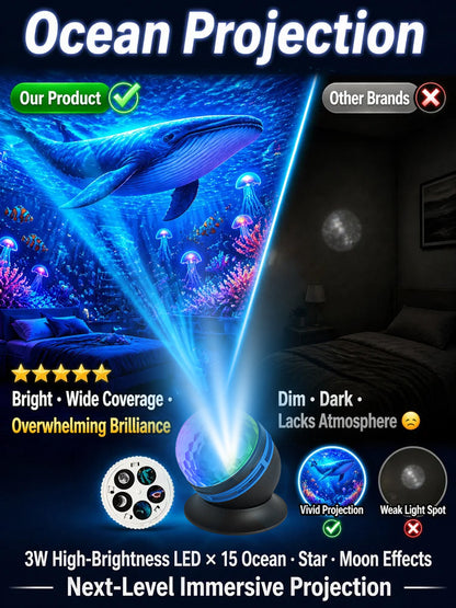 Topacme™ Deep Sea & Star Hologram Projector | Large-sphere projection & 4K immersive visuals. Instantly soothe your night!