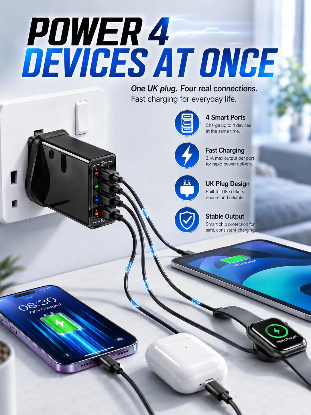 ⚡4-in-1 Travel Charger