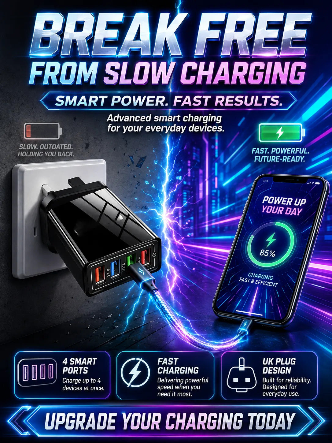 ⚡4-in-1 Travel Charger