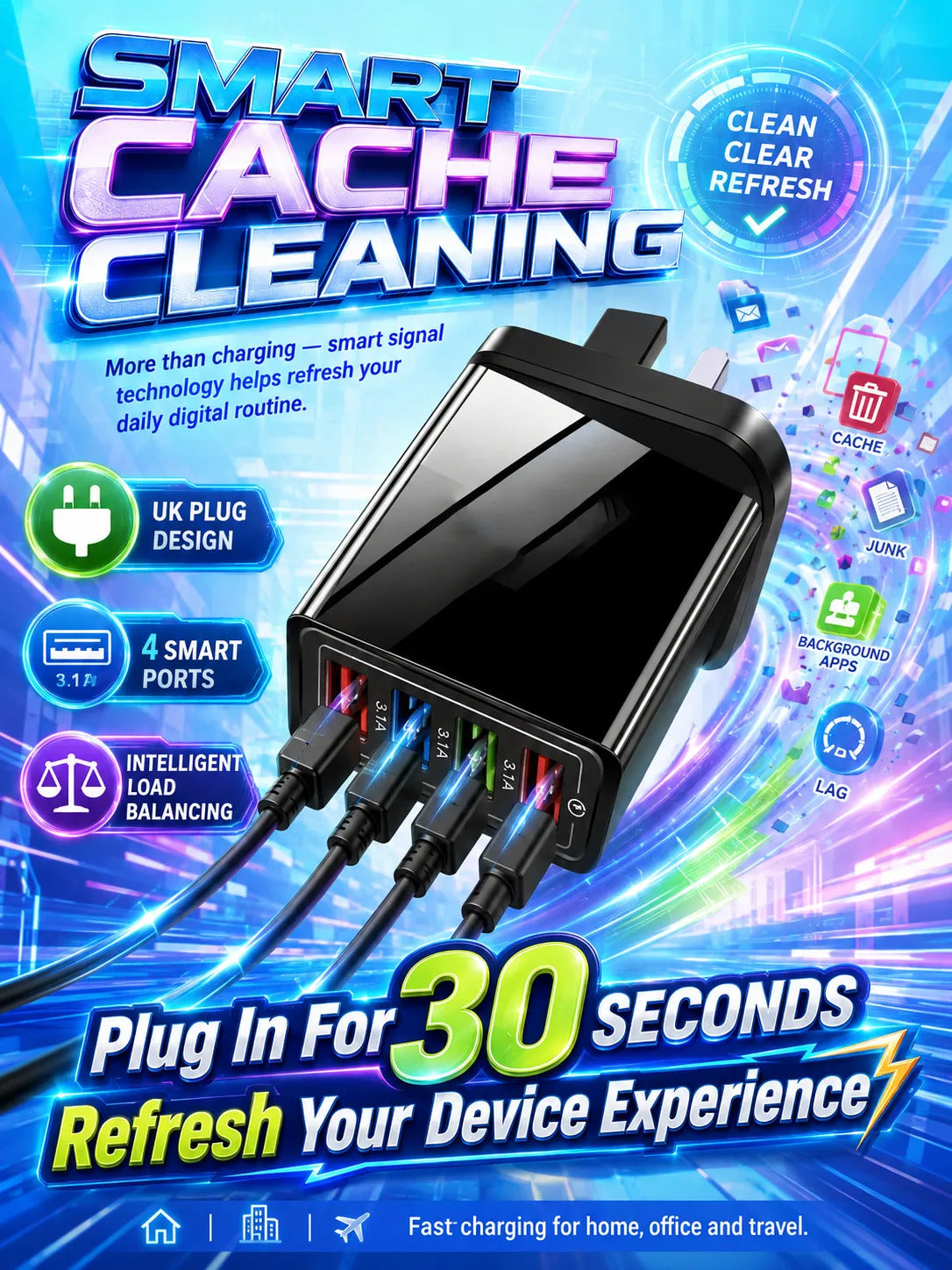 ⚡4-in-1 Travel Charger