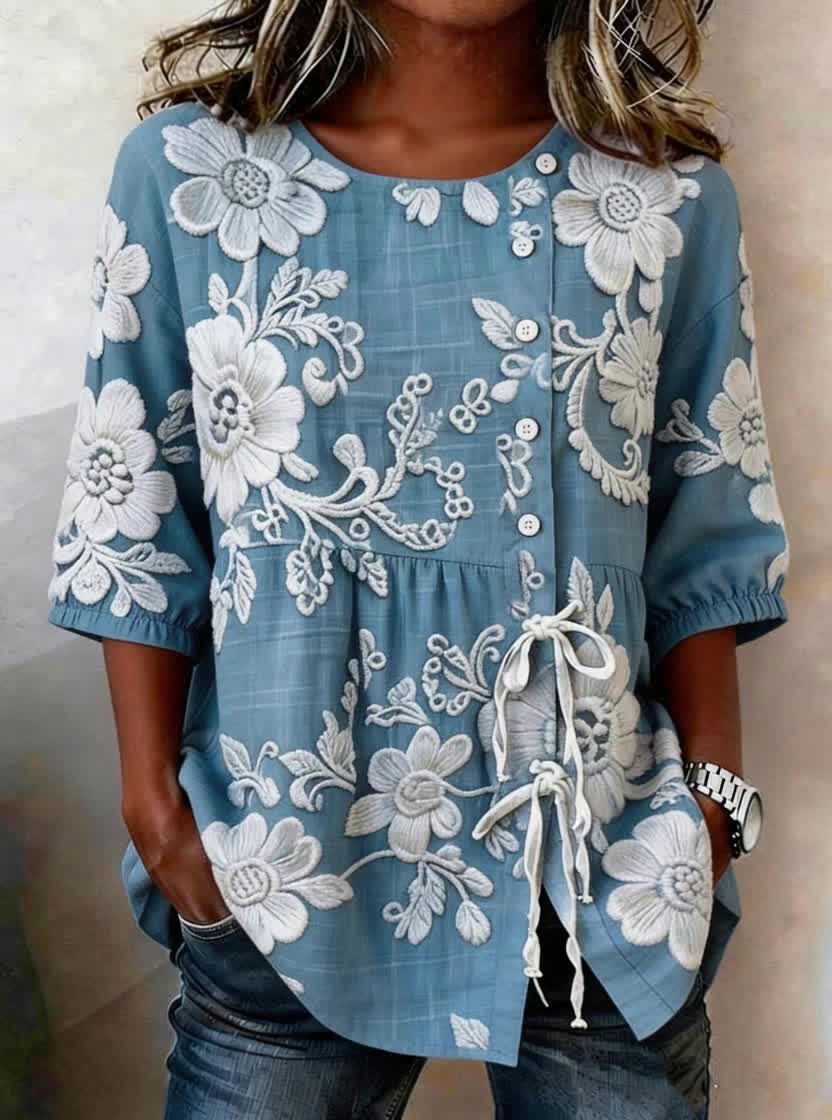 Women'S Casual Printed Button-up Shirt