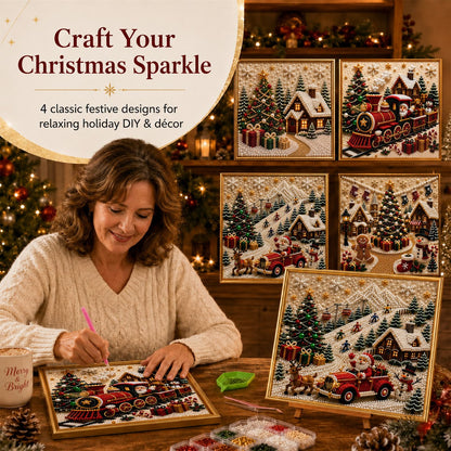 🎄🎅 Premium 3D Pearl Christmas Wall Art Kit | Luxury Flocked Canvas with Scratch-Resistant Non-Fading Pearl Beads DIY Holiday Decor⛄️❄️