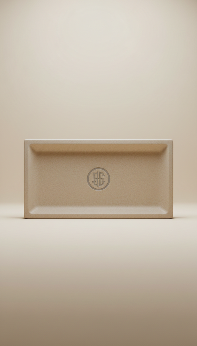 Warm Stone pen tray with debossed logo