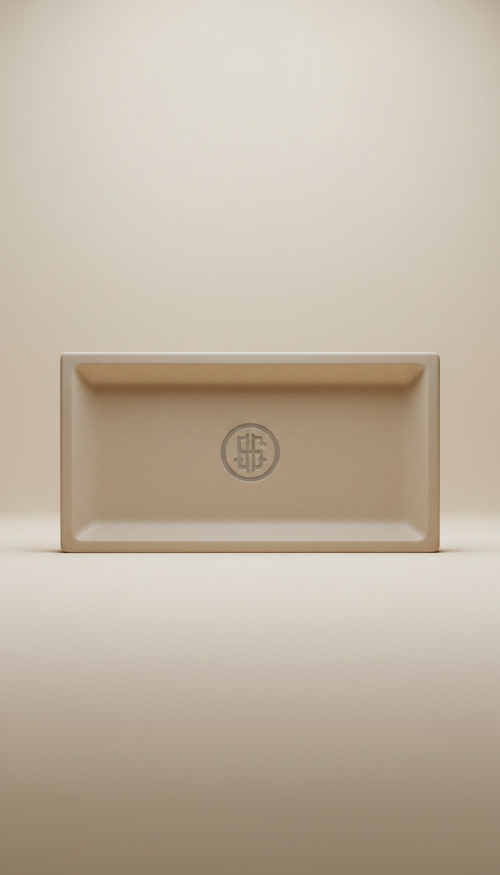 Warm Stone pen tray with debossed logo