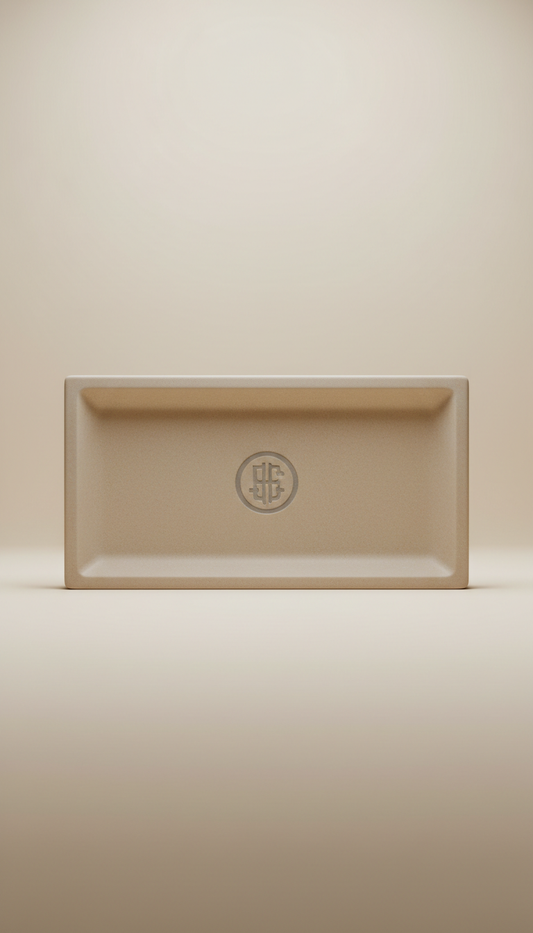 Warm Stone pen tray with debossed logo