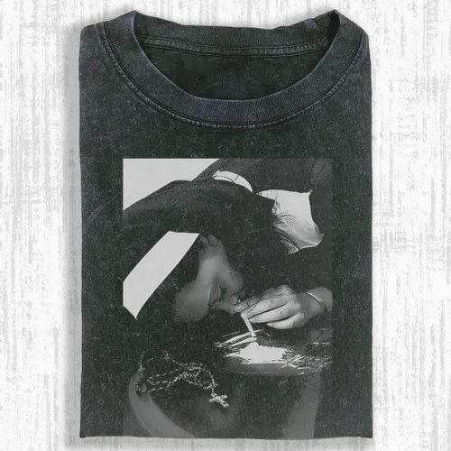 Smoking Nun Gothic Oversized Washed Dark Aesthetic T-Shirt