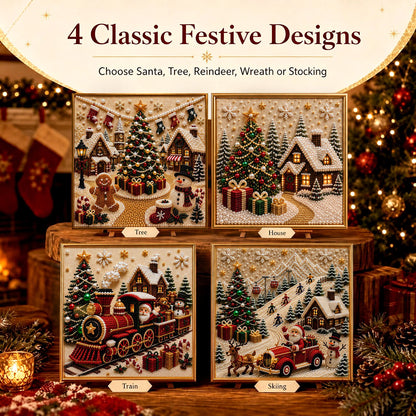 🎄🎅 Premium 3D Pearl Christmas Wall Art Kit | Luxury Flocked Canvas with Scratch-Resistant Non-Fading Pearl Beads DIY Holiday Decor⛄️❄️