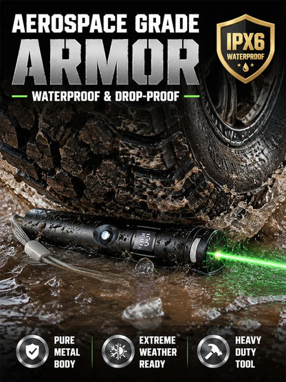 German high-intensity laser tech Military-Grade Tactical Red/Green Laser | Ignites at 1000℃, remotely removes foreign objects. Illumination distance up to 1000 yards!