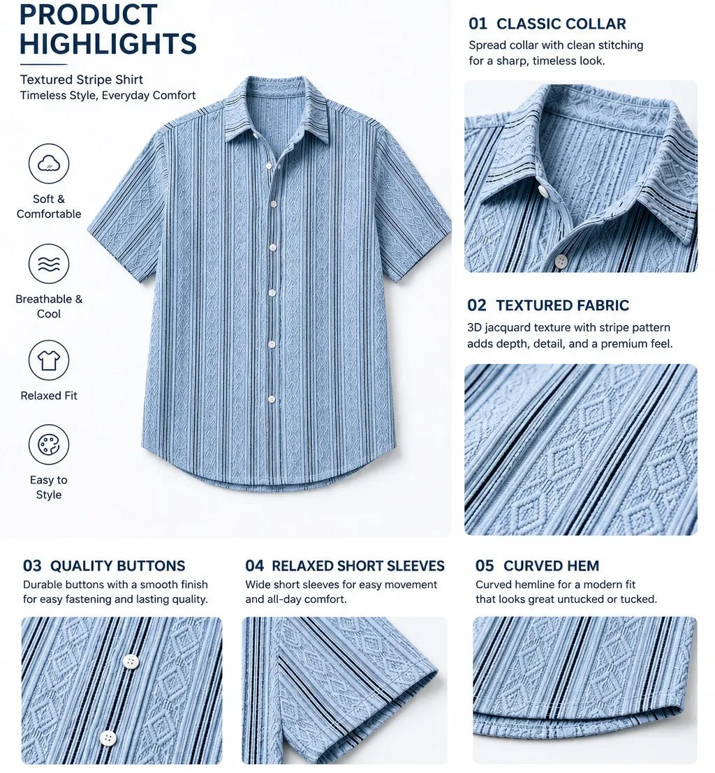 Men’s Breathable Textured Shirt for Easy Summer Style