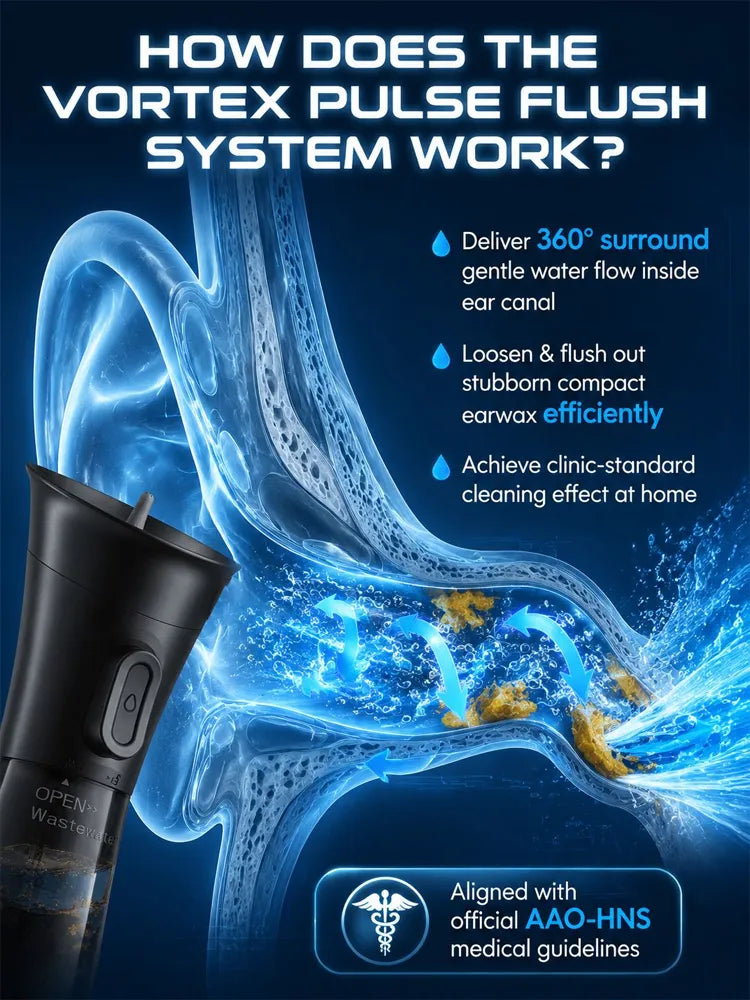 ENT-Approved Home Ear Irrigation Micro-Clinic System – German-Engineered Vortex Pulse Wax Removal Kit Compliant with AAO-HNS Guidelines (Save $1400+ on Clinic Visits!)
