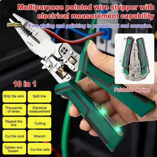 【All-in-One!】Foldable Voltage Tester, Screwdriver, and Wire Stripper.