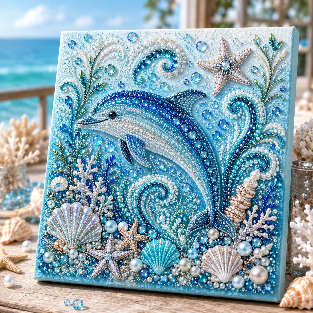 🌊 LAST DAY 49% OFF – Premium 3D Pearl Ocean Wall Art Kit | Luxury Ocean Theme Canvas with Scratch-Resistant Non-Fading Pearl Beads DIY Coastal Decor 🐚✨