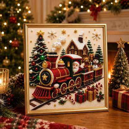 🎄🎅 Premium 3D Pearl Christmas Wall Art Kit | Luxury Flocked Canvas with Scratch-Resistant Non-Fading Pearl Beads DIY Holiday Decor⛄️❄️