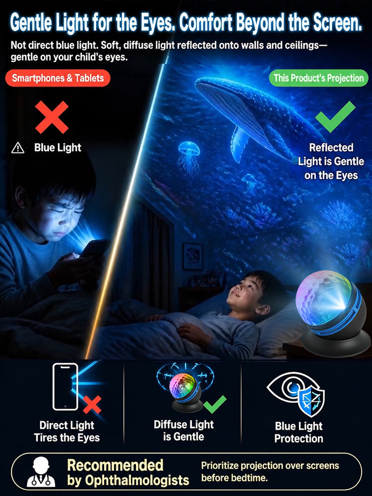 Topacme™ Deep Sea & Star Hologram Projector | Large-sphere projection & 4K immersive visuals. Instantly soothe your night!