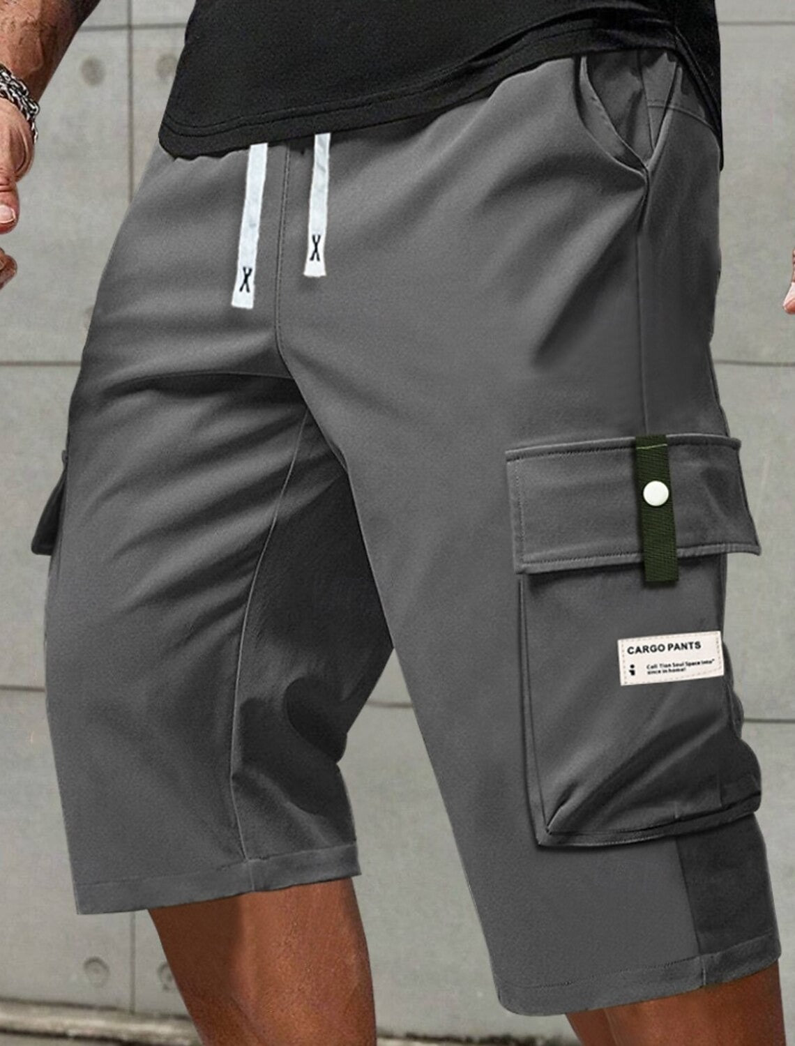 Men's Casual Cargo Shorts - Elastic Drawstring Waist & Multiple Pockets