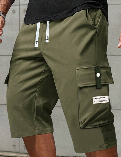 Men's Casual Cargo Shorts - Elastic Drawstring Waist & Multiple Pockets