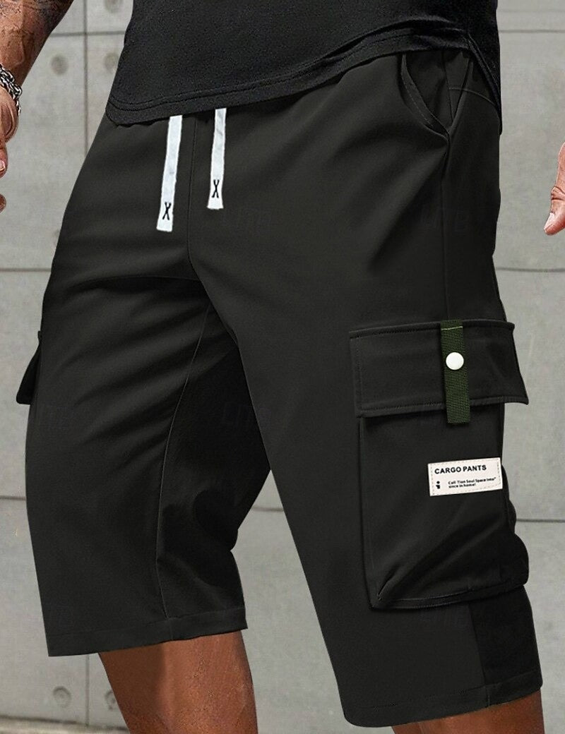 Men's Casual Cargo Shorts - Elastic Drawstring Waist & Multiple Pockets