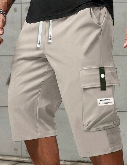 Men's Casual Cargo Shorts - Elastic Drawstring Waist & Multiple Pockets
